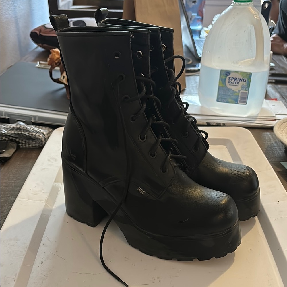 MIA Black Platform Combat Boots